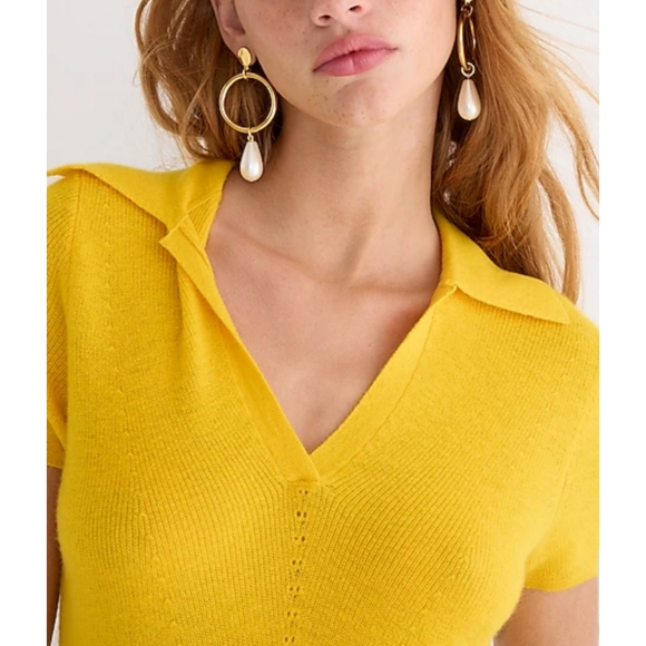 1. J.Crew Featherweight cashmere collared short-sleeve sweater - Picture 2 of 8